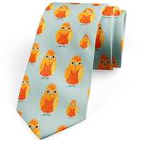 Conversational Statement Necktie,Cute Orange Owls Pattern, Size for Adults, Teens and Kids