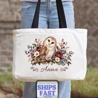 Personalized Owl Tote Bag Customized Owl Tote Bag Owl Lover Tote Bag Owl Owner Tote Bag Owl Mom Tote