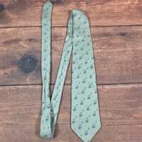 Brooks Brothers Necktie Mens OS Green Good Silk Owl Moon Print Made in USA