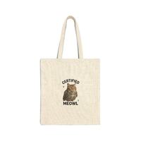 Certified Meowl Cat Owl Tote Bag, Viral Meme Canvas Carryall
