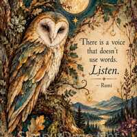 Owl Greeting Card - Rumi Quote  -  Blank Inside (5x7)