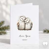 Personalised Owl Love You Card | Cosy Owl Couple | Anniversary or Valentine Card | Ships from USA