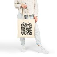 Tote Bag for Books, Owl Canvas Tote, Folk Art Owl, Book Lover, Owl Lover