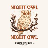 Owl Design PNG Halloween Critters Gift Classic Digital Download Hoot Owl Printable Horror Fan Vintag