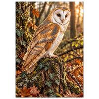 Barn Owl Wall Art Print, British Wildlife Poster, Woodland Bird Art, Rustic Country Cottage Decor, A