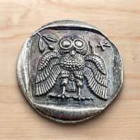 Ancient Greek Owl Tetradrachm Replica Coin, Athenian Silver Coin Copy, Collectible Numismatic Prop,