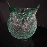 Vintage Owl Art Glass Vase