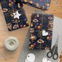 Birthday Wrapping Paper, Wise Owl Dessert Party Gift Wrap