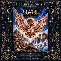 Celestial Owls Grayscale Coloring Book | 31 Owl Designs (Digital Download)
