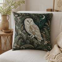 Botanical Owl Tapestry Throw Pillow