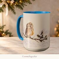 Christmas Owl Mug, Ceramic Cup, 11oz or 15oz