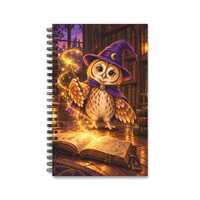Wizard Owl Spiral Journal | Magical Library Notebook | 160 Lined Pages