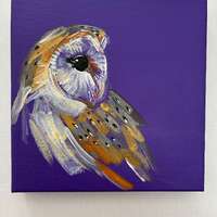 Original Art Barn Owl Purple
