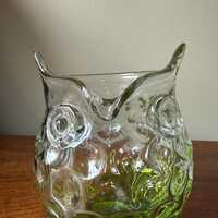 Hand Blown Glass Owl Vase Decor