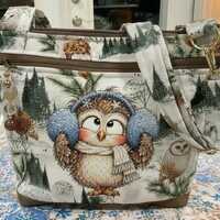 Choose Your Double Picture Silly Winter  Owls Ladies  Small Crossbody or Shoulder Adjustable Strap F