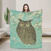 Owl Blanket Vintage Art Throw Classical Owl Throw Blanket Aesthetic Decor Soft Cozy Couch Throw Owl