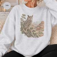 Vintage 90s Owl and Mountain Desert Landscape Wildlife Sweatshirt