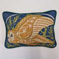 Barn Owl original linocut printed cushion
