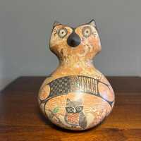 Mexican Owl Effigy Pottery Figurine Folk Art Mata Ortiz Angela Corona 5.75&rdquo; Tall