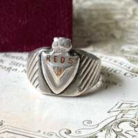Antique Vintage Sterling Silver Owl Reds Signet Ring - Read Details in Description