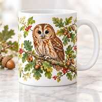 Owl Mug, Vintage Botanical Owl Coffee Mug, Owl Lover Gift, 11oz or 15oz, Bird Lover Gift, Bird Watch