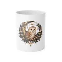 Celestial Barn Owl Mug, 11oz | Moon and Botanical Coffee Cup, Bird Lover Gift