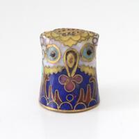 Vintage Cloisonne Enamel Owl Thimble