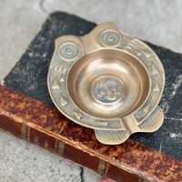Vintage Brass Owl Ashtray Trinket Dish Tobacciana Korea Unpolished Patina