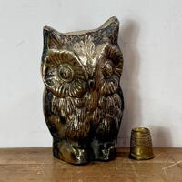 Small Brass Owl Figurine, 4" Owl, Brass Paperweight, Office Decor