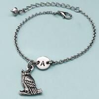 Owl charm bracelet, owl charm, adjustable bracelet, animal, personalized bracelet, initial bracelet,