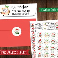 Christmas Owls Address Labels, Mailing Labels