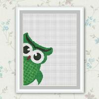 Green Owl Cross Stitch Pattern, Silhouette Cross Stitch Chart,Needlecraft Embroidery Needlework PDF