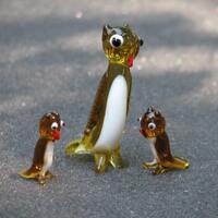 vintage dime store hand blown glass owl set #2603