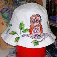 Owl Handpainted Bucket Hat for kids and adults