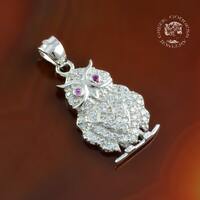 owl zircon silver pendant, owl necklace, owl pendant, greek pendant, Athena pendant, greek jewelry, 