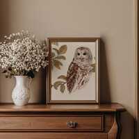 Barred Owl Watercolor Art Print: Nature-Inspired Bird Illustration