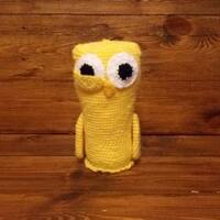 Amber - Crochet standing owl toy yellow - medium, nursery decor, soft toy, plush animal, amigurumi s