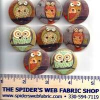 Wooden OWL BUTTONS - 2 SIZES -  Wood Buttons  - 2 Hole Flat (no shank) - Sew Through - Embellishment