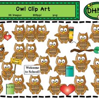 Owl Clip Art, Owl Clipart, Digital Clipart, Teacher Clip Art, Instant Download, back to school clipa