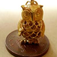 9ct Gold Filligree Owl Charm Charms