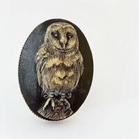 Silver owl ring, owl cameo ring, gothic fantasy unisex ring