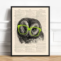 Brother Poster Gift, Cool Owl Poster, Nerd Glasses, Xmas Print Gift, Rustic Bathroom, Owl Geek, Owl 