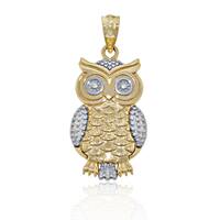Gold Owl Charm - 10 Karat Solid Gold with Optional Gold Chain - Owl Necklace - Gold Owl - Owl Jewelr