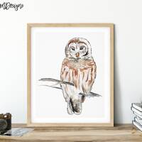 Barn Owl Print, Watercolor Painting, Snowy Owl Wall Art, Owl Watercolor, Owl Painting, Barn Owl Illu
