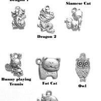 Dragon Bunny Rabbit Owl Kitty Cat Elephants - Listing is for One Charm