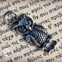 owl silver pendant, owl pendant, owl necklace, antique pendant, antique jewelry, ancient pendant, ow