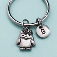 Owl keychain, owl charm, animal keychain, personalized keychain, initial keychain, customized keycha