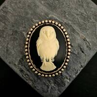 Owl cameo brooch, barn owl brooch, bird cameo brooch, animal cameo brooch, holiday gift ideas, gift 