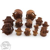 Owl Perch Carved Saba Wood Tunnels Sizes / Gauges (0G - 1 Inch) Pair