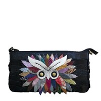 Style Jen in black/multi. The smaller braided owl shoulder bag/clutch from Octopus Denmark
